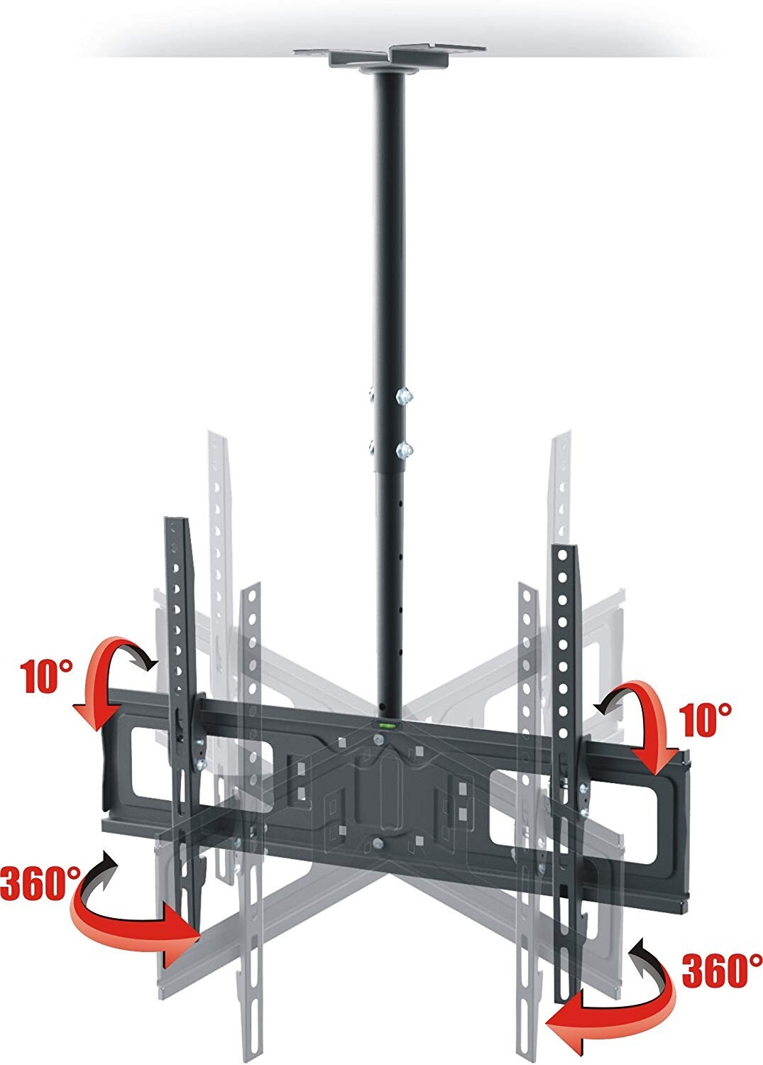 Support TV plafond pour écran de 65 pouces LCD noir pivotant