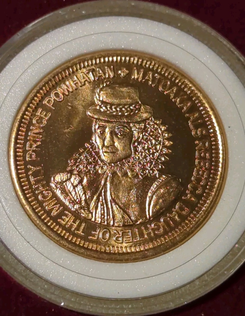 1595-1995 Pocahontas Token Rebecca Daughter Of Night Brass 1.37