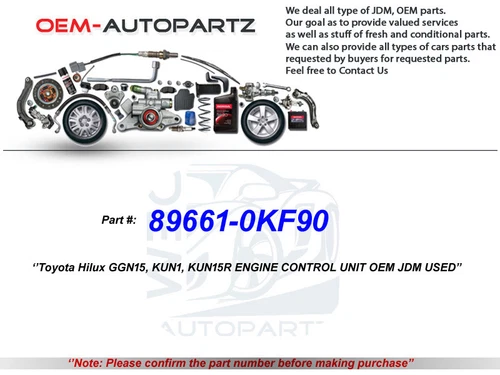 Toyota Hilux GGN15, KUN1, KUN15R 89661-0KF90 ENGINE CONTROL UNIT OEM JDM USED - Picture 1 of 9