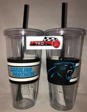 Carolina Panthers Boelter NFL 22oz Double Wall Hype Tumbler W/Lid & Straw FREE