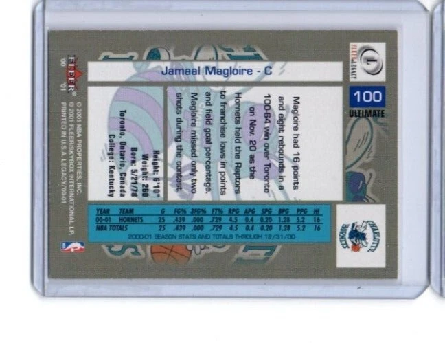 Fleer Legacy Ultimate Bronze 2001-02 #ed 175/175 Jamaal Magloire 1/1 raro Foto 2 de 2