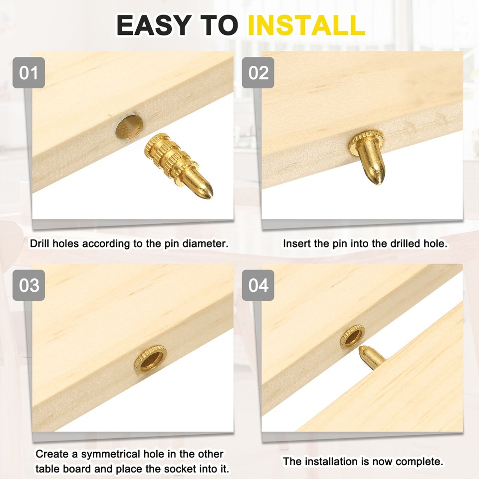 10pcs Brass Table Leaf Dowel Pin Table Bolt Sleeve Top Leaf Alignment ...