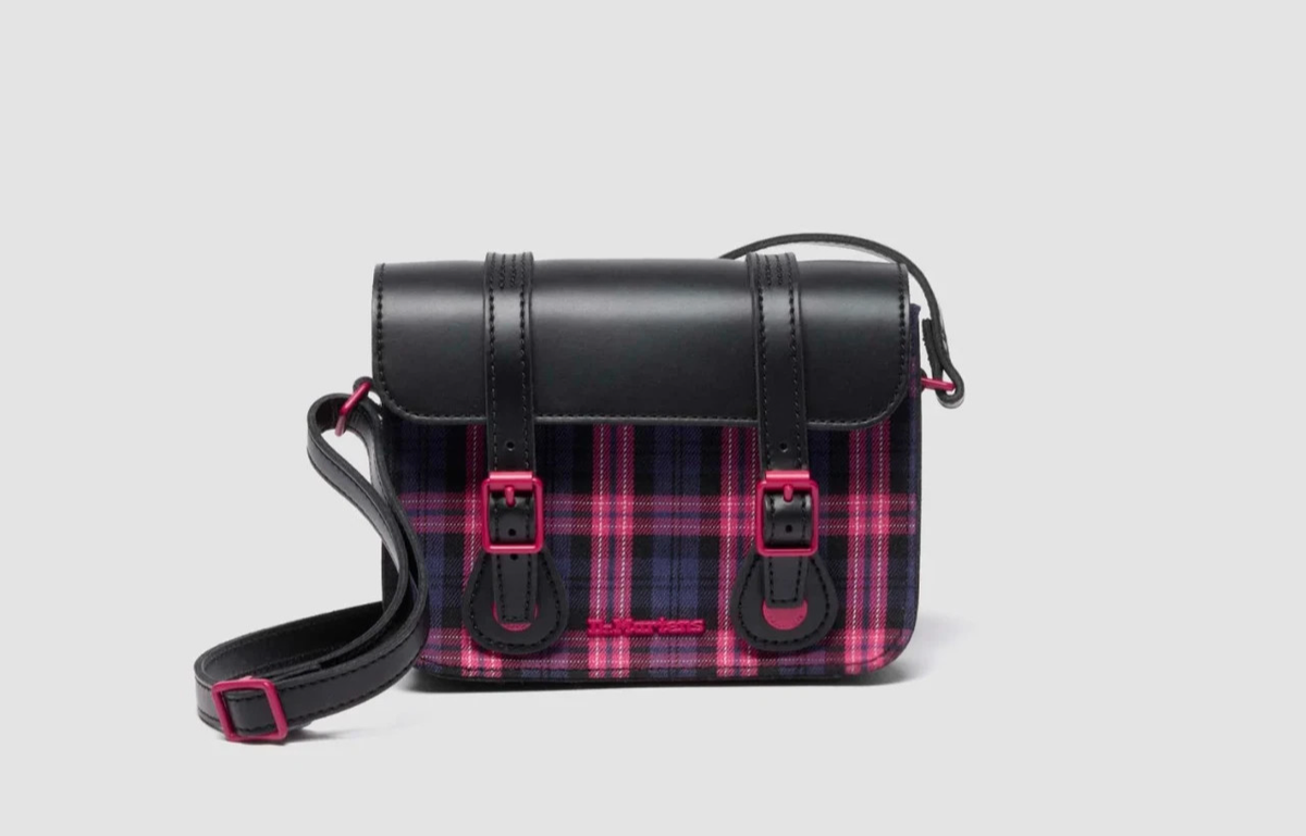 Dr. Martens TARTAN 7 inch satchel bag Black + Pink 41721001 Japan