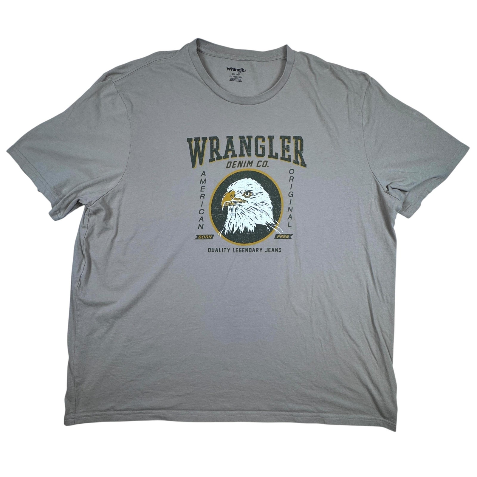 Wrangler Denim Co T Shirt Mens 2XL Gray T Shirt Eagle