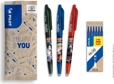 PILOT Naruto FriXion Ball Set 3 Stifte 6 Minen Limited Edition Blau Rot Schwarz
