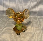 Vintage Rare Fenton Hand Paint Amber Glass Mouse Figurine     USA