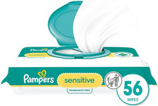 Sensitive Baby Wipes, Water Based, Hypoallergenic and Unscented - 56 Count