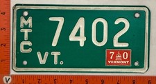 1970 Vermont Motorcycle License plate