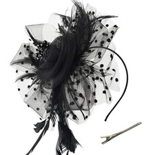 Women-Fascinators Hats - Girls Kentucky-Derby Flower Mesh Veil Feathers Tea P...