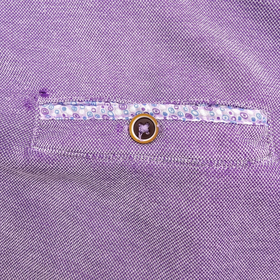 Johnston & Murphy Mens XL Purple Short Sleeve Polo Shirt Designer Button Preppy - Image 4 of 4
