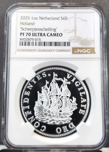 2025 NETHERLANDS SILVER 6 STUIVERS HOLLAND NGC PF 70 ULTRA CAMEO RARE 500 MINTED