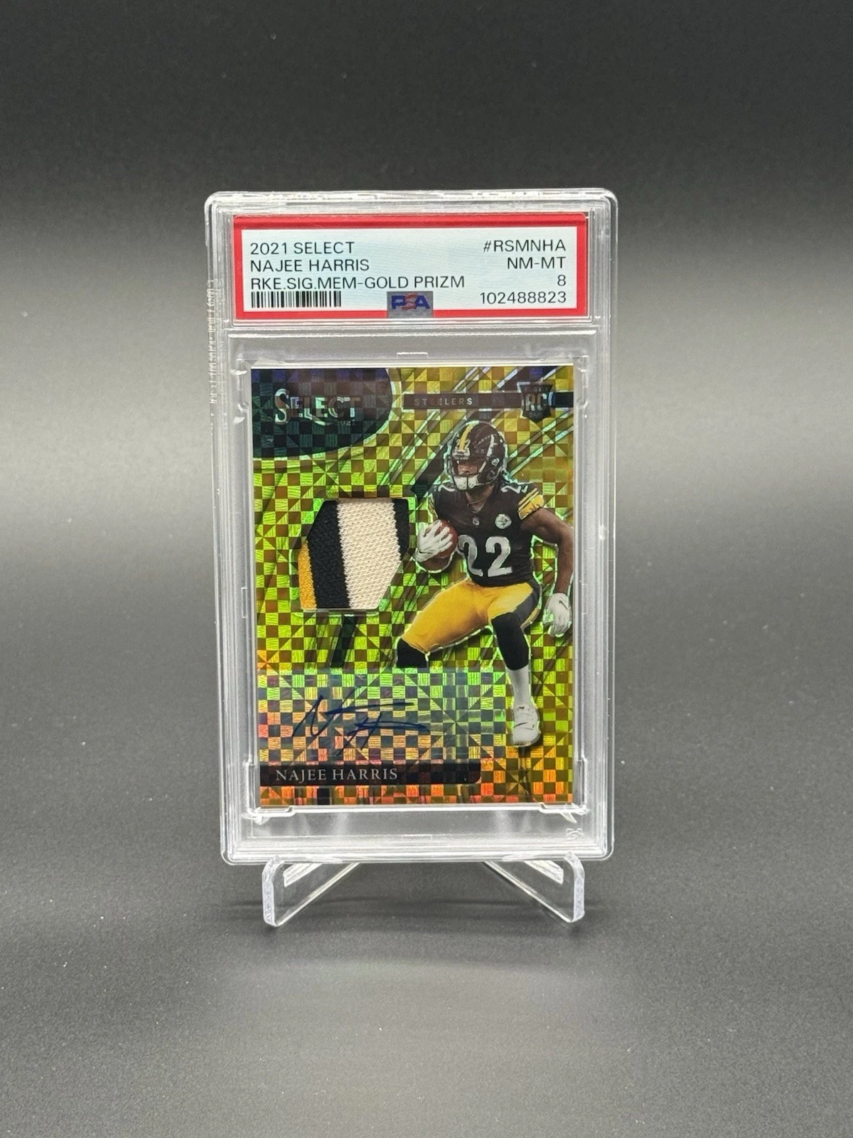 Najee Harris Panini Select Rookie Signature Memorabilia #RSMNHA Gold Prizm