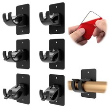 6 Pack Heavy Duty Self Adhesive Curtain Rod Holders No Drill Wall Mount Brackets