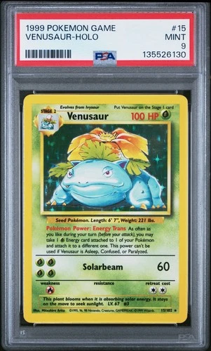 1999 POKEMON GAME #15 VENUSAUR-HOLO PSA 9