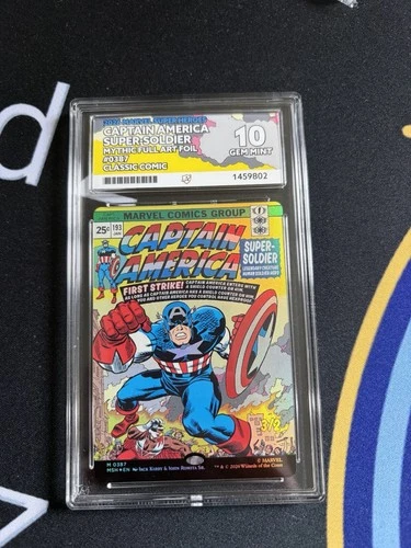 MTG Captain America Mythic Foil Full Art Comic Cover 0387 Graded Ace 10