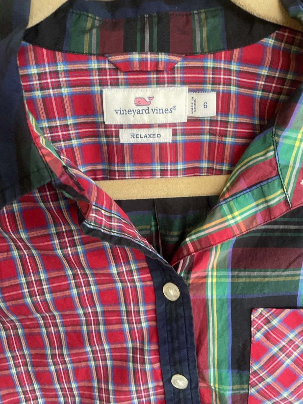 Vineyard Vines Patchwork Button Down Women’s  Sz … - image 2