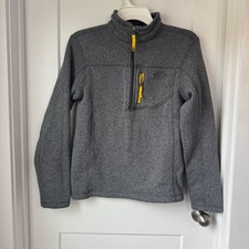 The North Face Boys LG Gray Yellow 1/2 Zip Fleece Pullover Sweatshirt Sweater