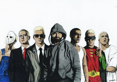 Original Eminem A3 Federzeichnung - handgezeichnete Kunst - signiert vom Künstler