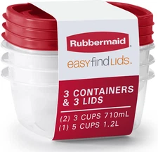 Easyfindlids Food Storage and Organization Containers, 3-Pack, Racer Red, Bpa-Fr