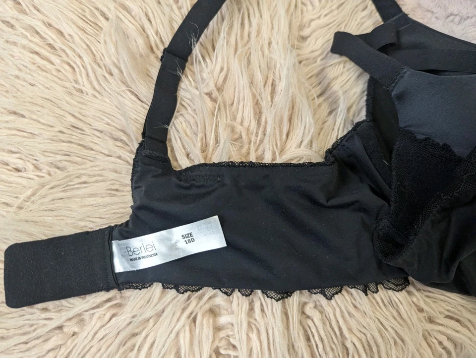 Sujetador Berlei Talla 18D Negro Encaje Bonito Con Aros Foto 4 de 4