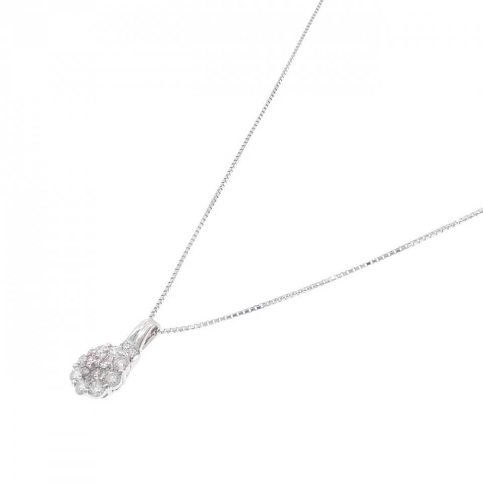 Authentic PT900 PT850 Flower Pink Diamond Necklace 0.12CT  #270-004-099-2614 - Изображение 2 из 4