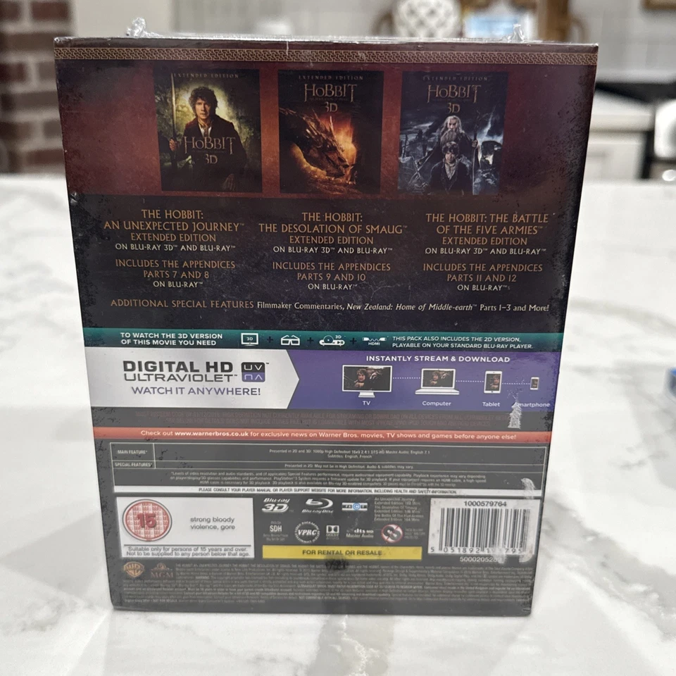The Hobbit 3D Trilogy Extended Edition(Blu-ray 2D,Region Free,Magnet-Cover) NEW - Image 4 of 4