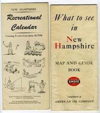 1940 AMOCO What to See in New Hampshire Map & Guide 