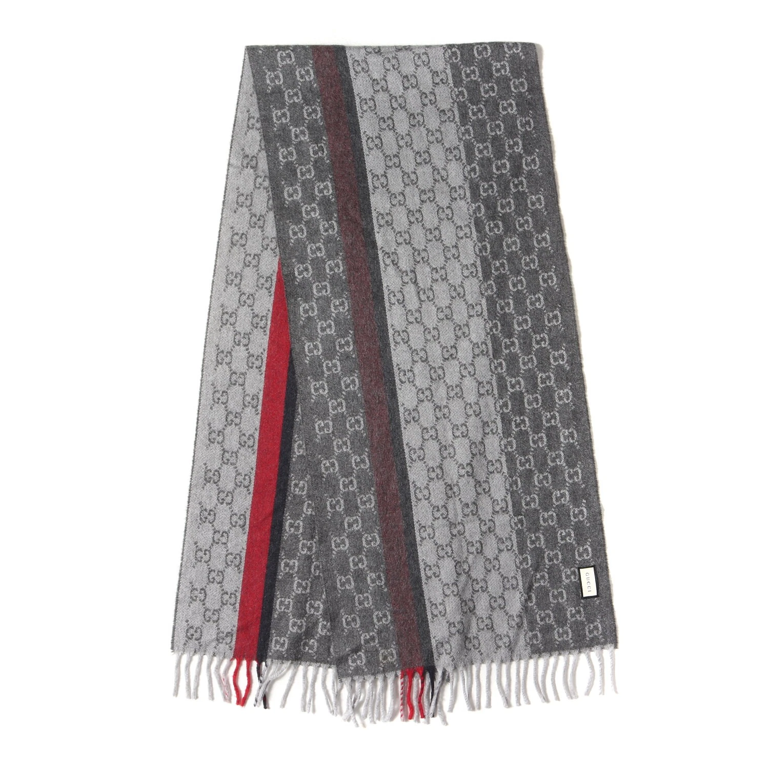 Gucci Foulard / Gg Monogramme Cachemire Laine 391530 Gris Gris Clair Haute Marque Fashio