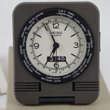 Image of Vintage SEIKO QQ512N Quartz World Time Travel Alarm Clock - Made in Japan w/Box