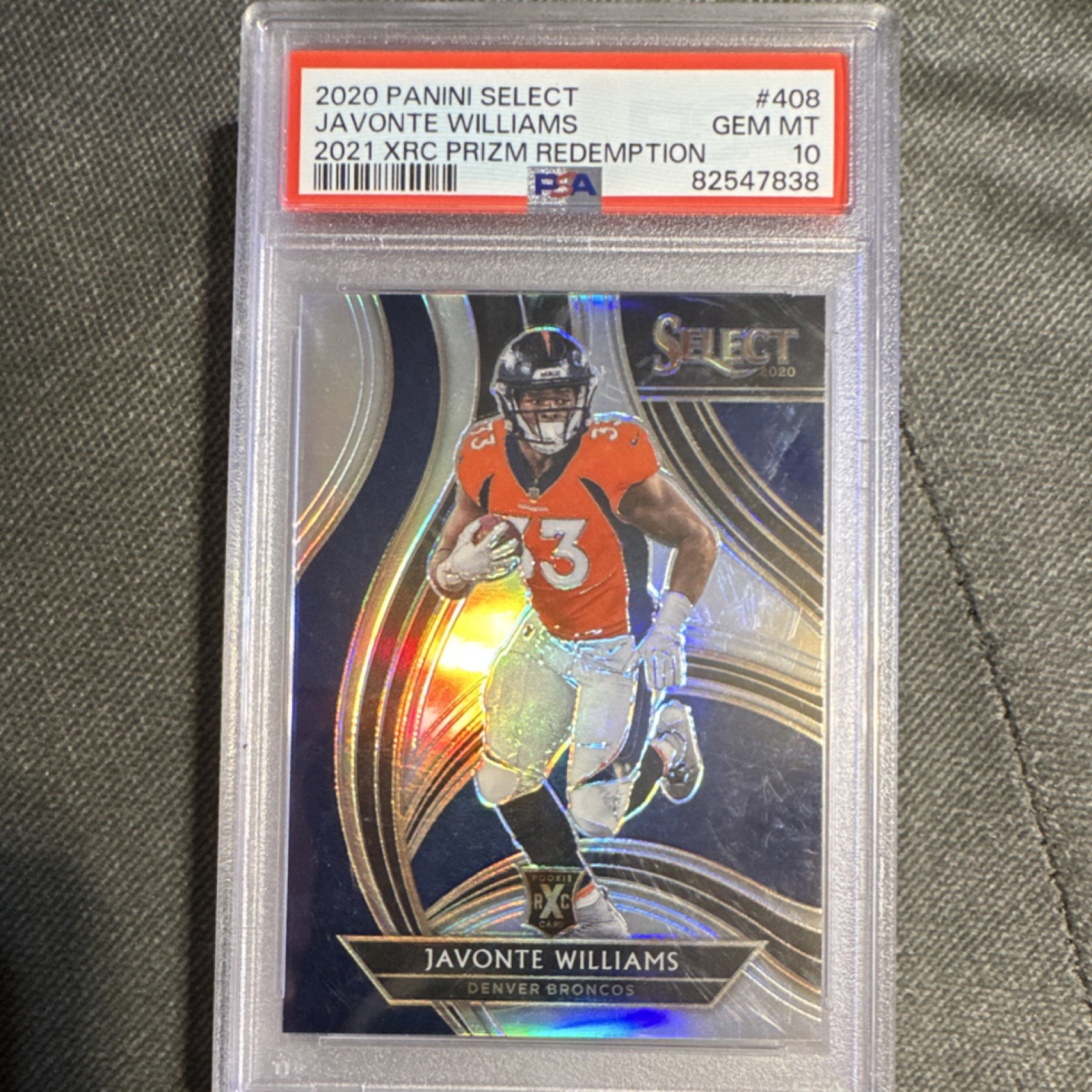 Panini 2020 Select Javonte Williams XRC Prizm #408 PSA 10 Broncos NFL