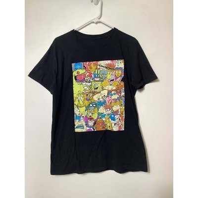 Nickelodeon 90s Nicktoons Character Mashup Mens Spongebob Rugrats T-Shirt Size L