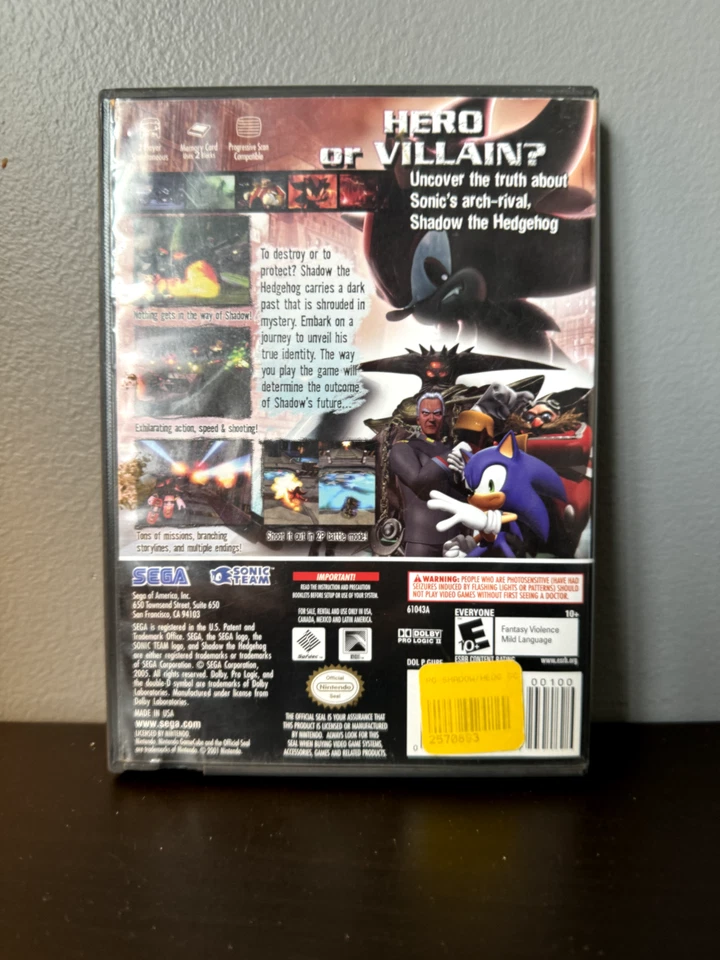Shadow the Hedgehog (Nintendo GameCube, 2005) Complete CIB W/ Manual - Image 2 of 4