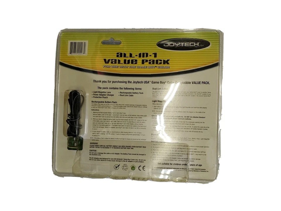 VINTAGE JOYTECH NINTENDO GAMEBOY COLOR VALUE PACK,LIGHT SHIELD,LINK CABLE 5 IN 1 - Image 2 of 4