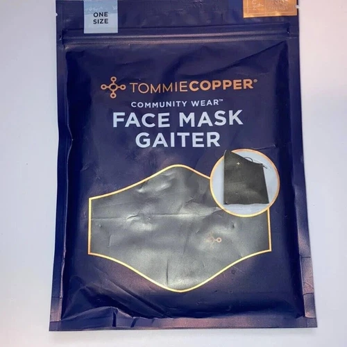 Tommie Copper Community Wear Face Mask Gaiter Copper Infused, Adjustable Black
