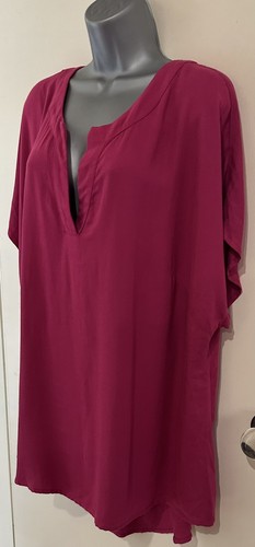 Gozzip Dark Pink Brushed Viscose V Neck Tunic Size 24-26 - Picture 10 of 14