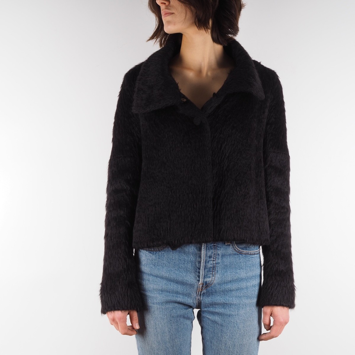 CHLOE Vintage Women's Black Alpaca Wool Jacket size 38 made in