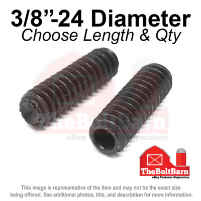 3/8''-24 Alloy Knurled Cup Point Socket Set Screw Fine Black Oxide (Pick Size)