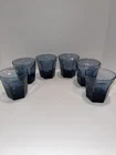 6 Vintage Anchor Hocking Blue Courtney Double Old Fashioned Lenox Antique? Mint!