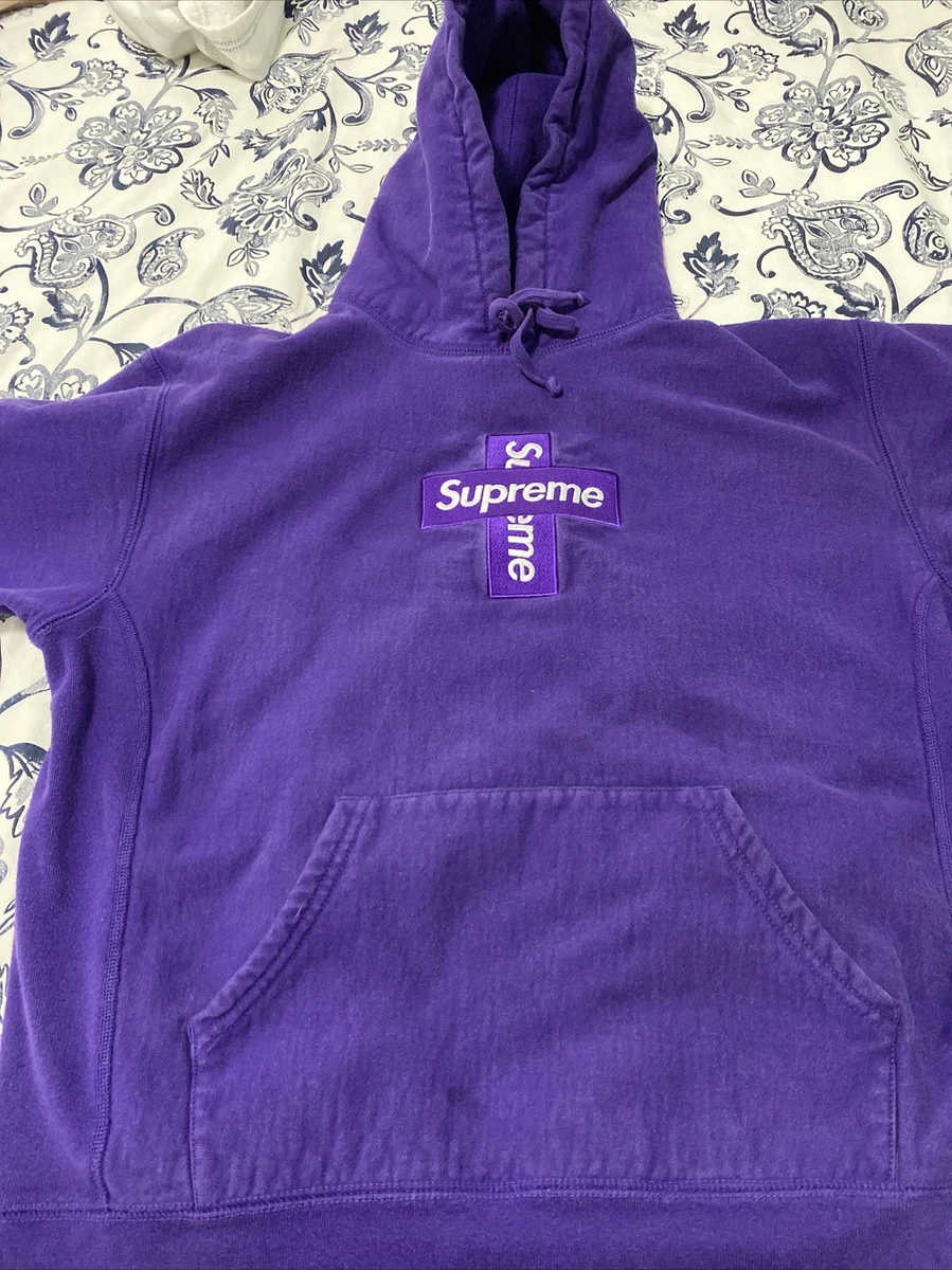Supreme Cross Box Logo Hoodie Size M Hooded Sweatshirt Purple New But Used FW20