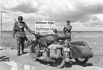 4 WWII Photo Motorcyclists of the german troops WW2  World War Two