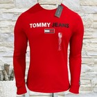 NWT TOMMY HILFIGER MEN'S RED JERSEY CREW NECK LONG SLEEVE T-SHIRT SIZE S L XL