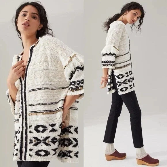 Poncho suéter Anthropologie Margot adornado con flecos talla XS/S talla única nuevo sin etiquetas Foto 2 de 4