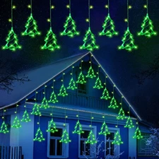 Christmas Tree Lights Outdoor 24ft LEDs with 10 Drops Christmas Tree Icicle L...