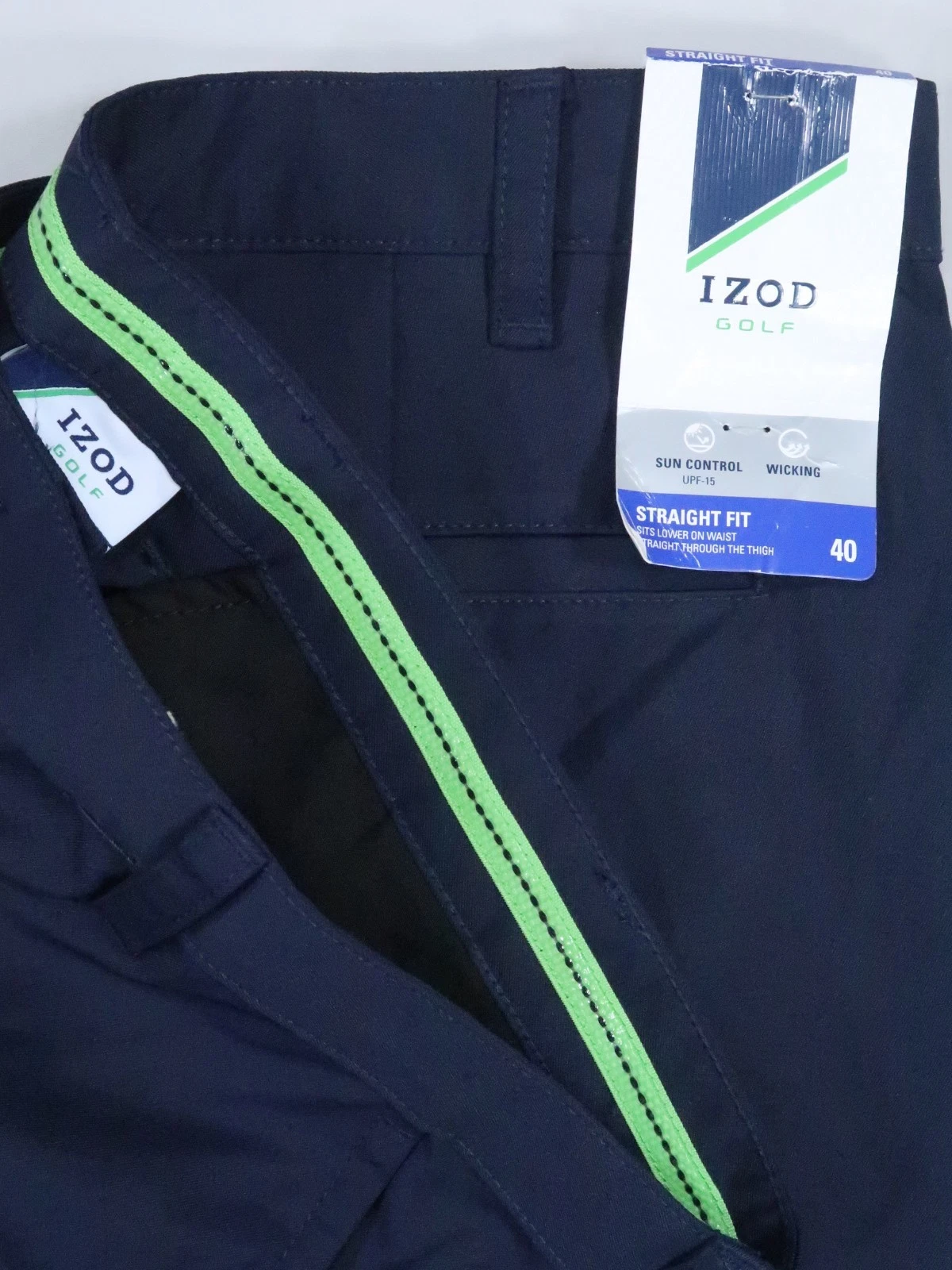 NWT IZOD straight fit shorts mens 40 navy blue performance golf shorts gripper