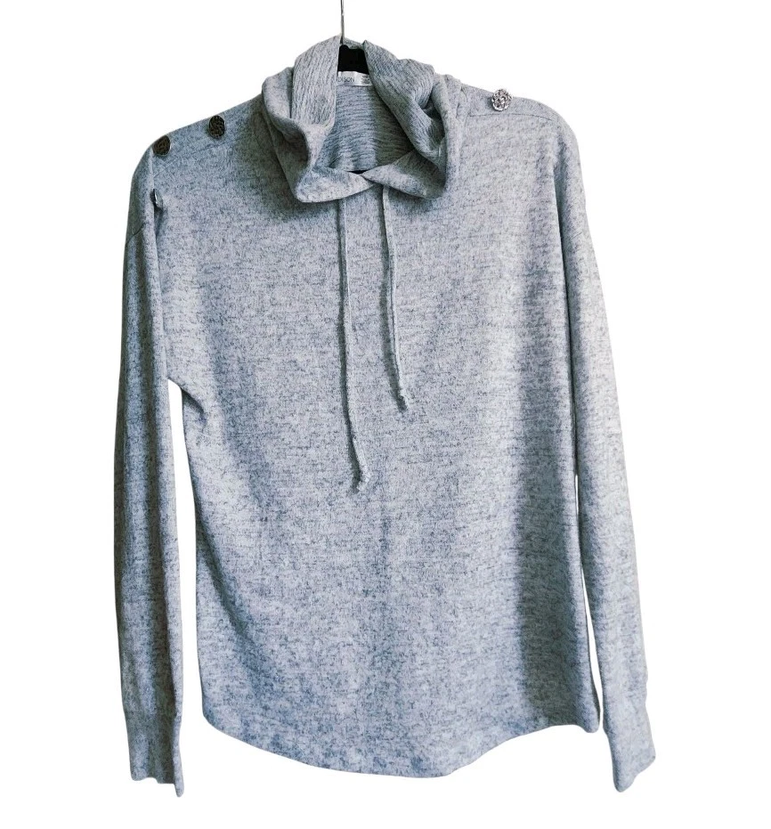 89th + Madison Light Grey Marl Hooded Tunic Sweatshirt Hoodie M Women’s $54 Y2k