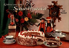 Gruss Aus Schwarzwald Black Forest Cake vintage postcard e283