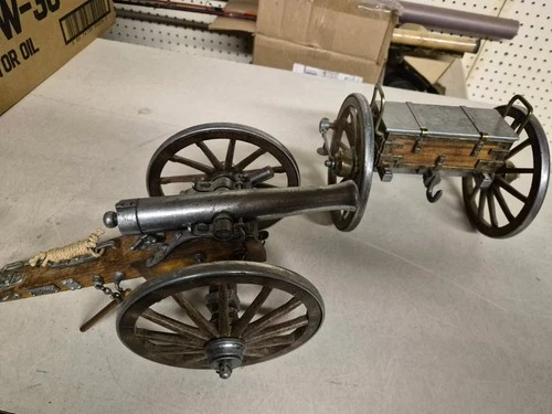 Large Dahlgren 1861 Cannon & Limber Cart Civil War, Metal & Wood 20" Detailed