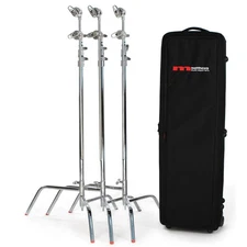 Matthews Trio C+ Traveler Kit, 3x C+ Stand with Gobo Arms & Heads and Rolling Ki