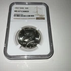 NGC 1967 SMS 50C “J. KENNEDY”  0.1479 oz  40% .999 Silver.