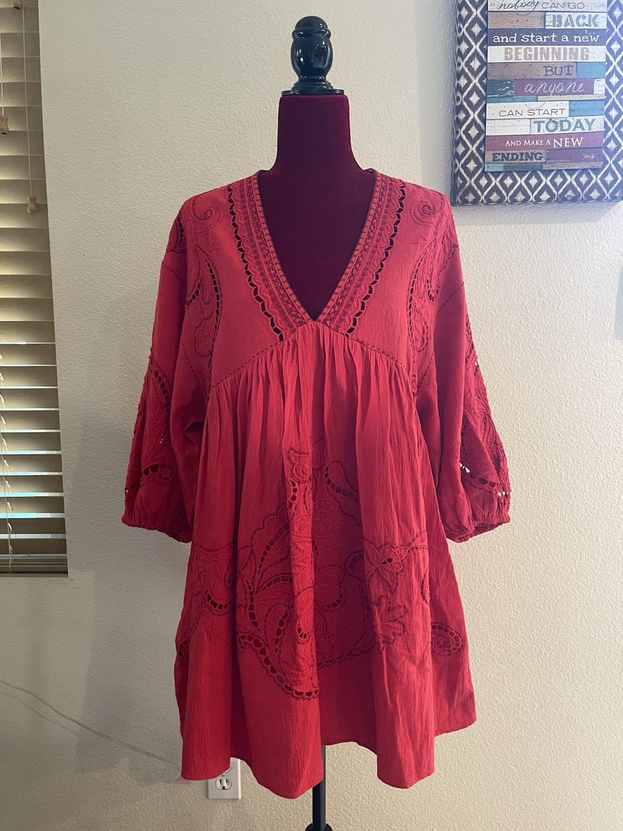 red embroidered dress zara Zara - Zw Collection Short Embroidered Dress - Red